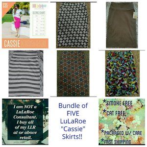Bundle of 5 LuLaRoe Cassie Stretchy Pencil Skirts
